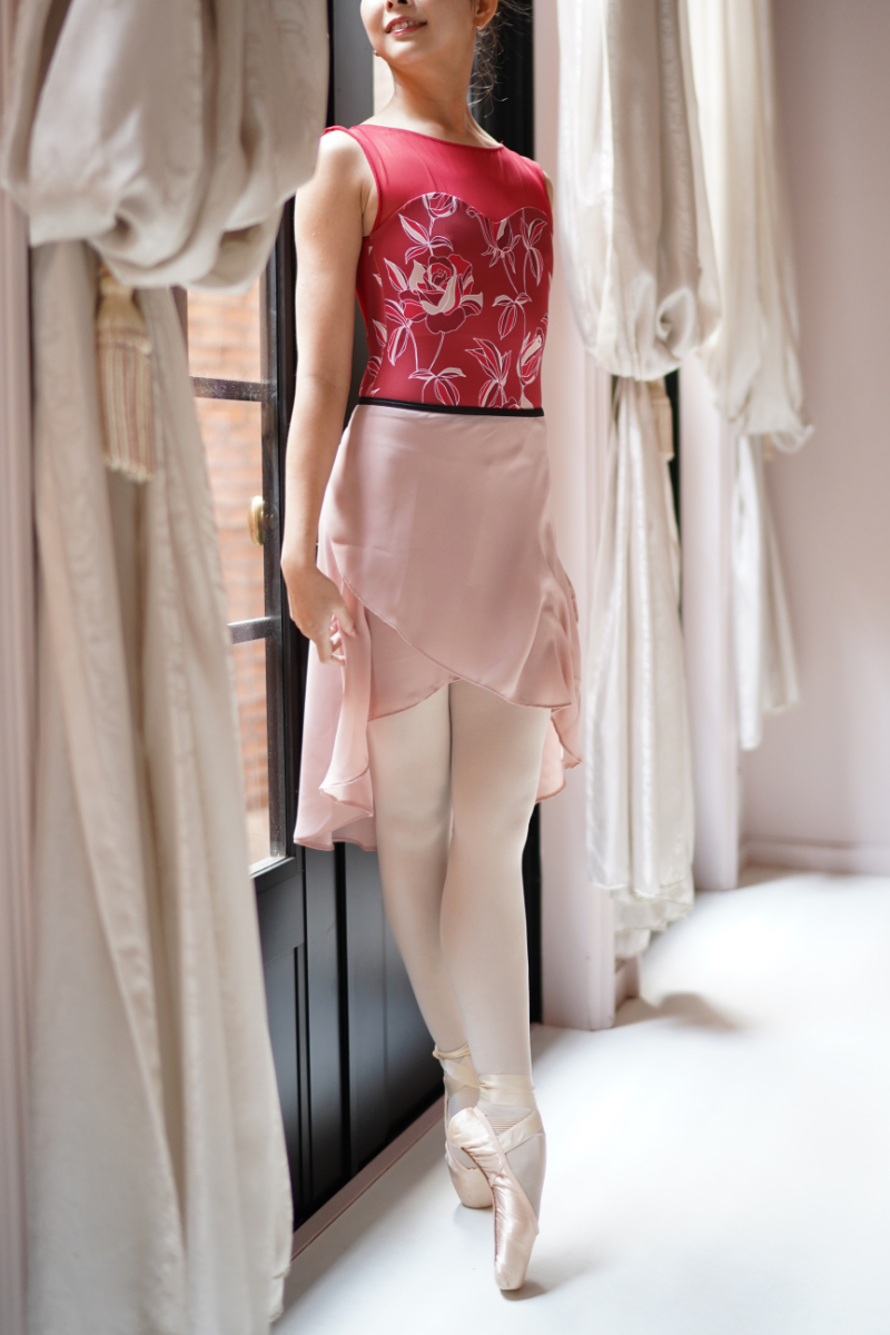 stina / black ribbon wrap skirt / dusty pink