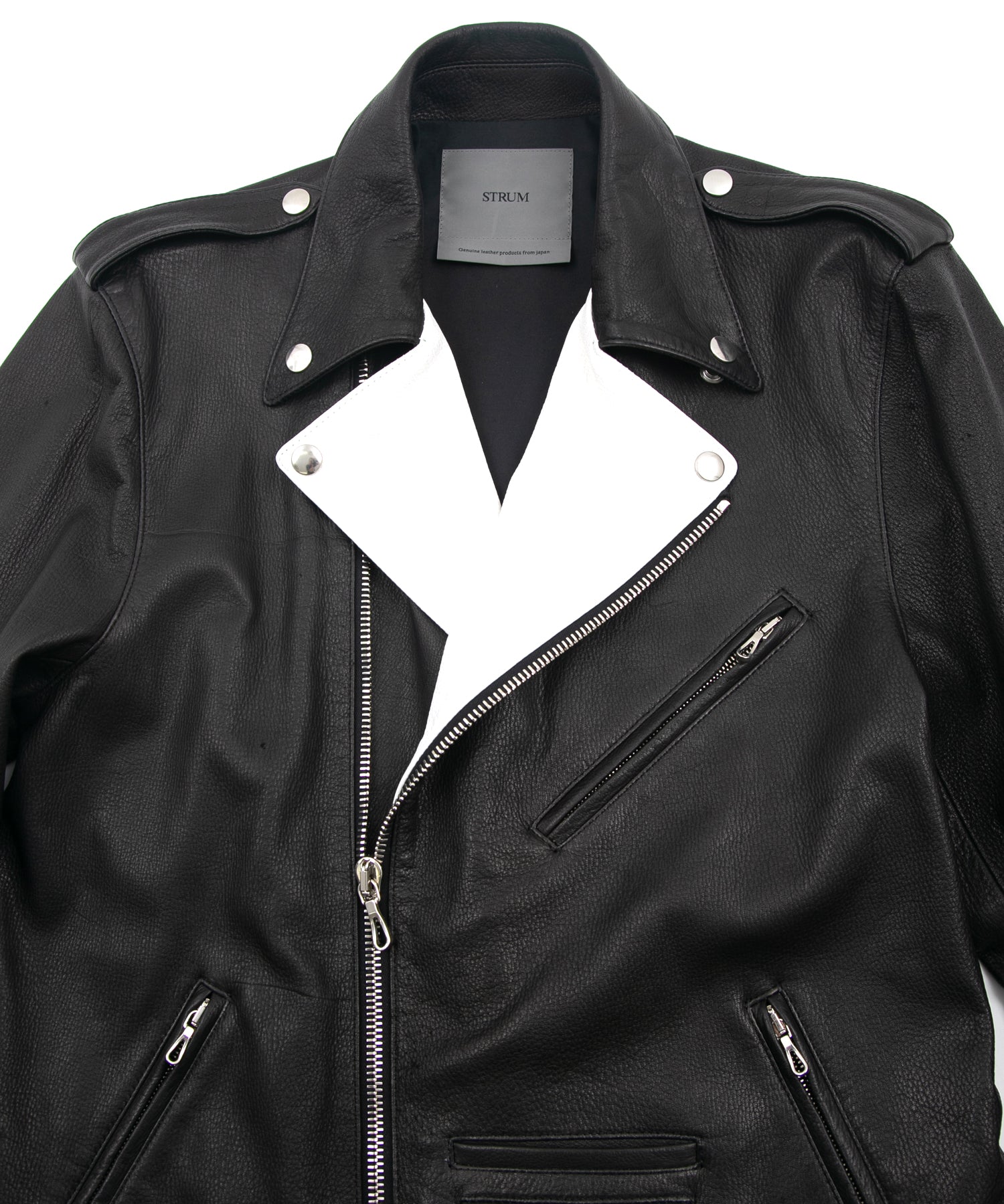 白鞣し × 黒染め ディアスキン 2トーン JOEY ダブルライダース