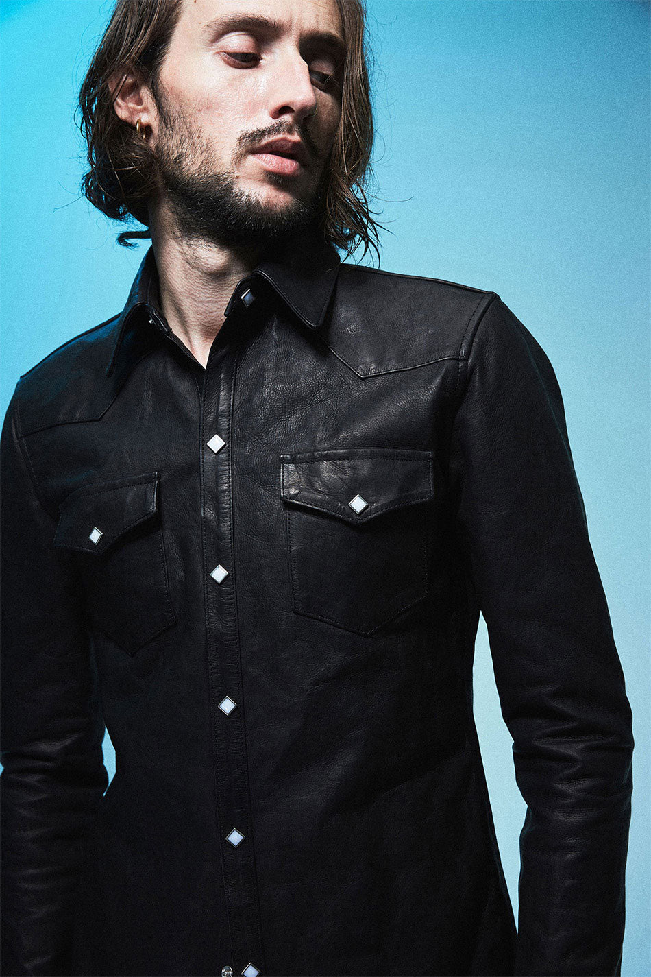 地生フルタンニンカーフ イタリアン OIL/WAX 加工 ウエスタンシャツ