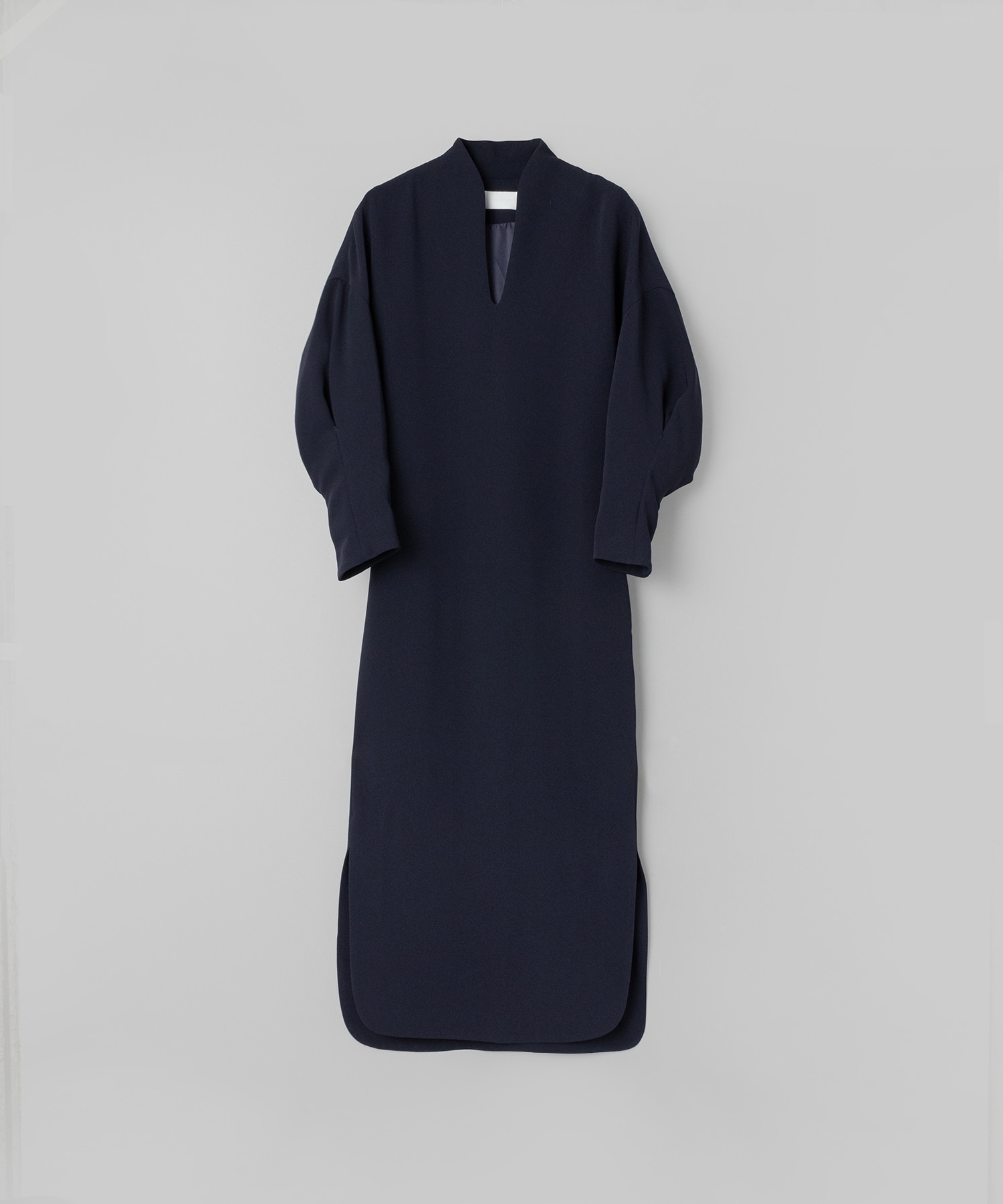 Triacetate Polyester Georgette V-Neck Dress(1 NAVY): Mame