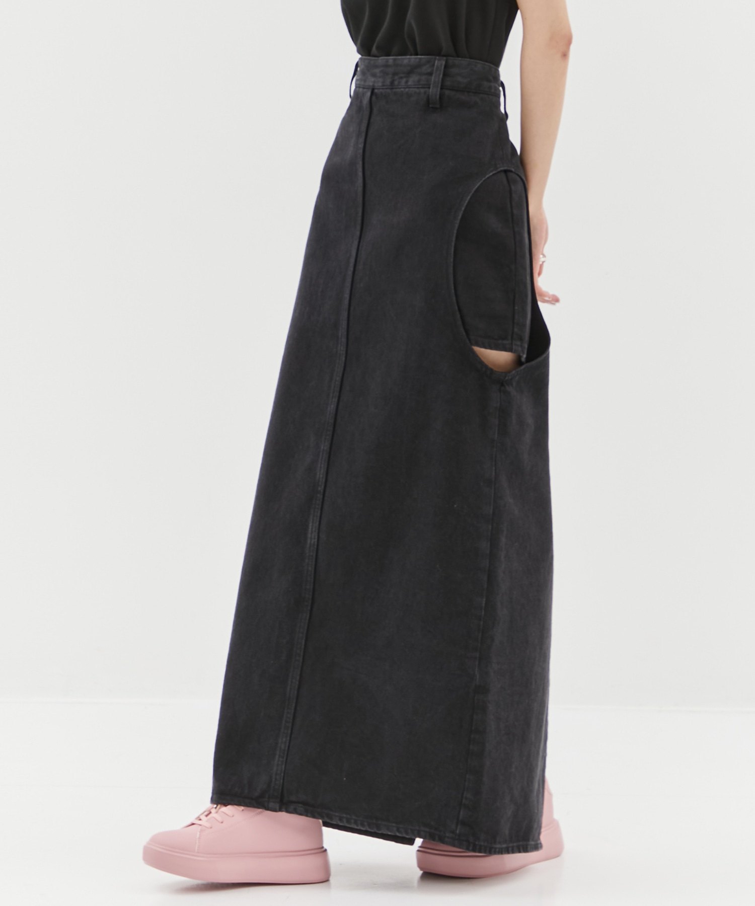 別注サークルカットデニムスカート(0 BLACK): CLANE: WOMENS