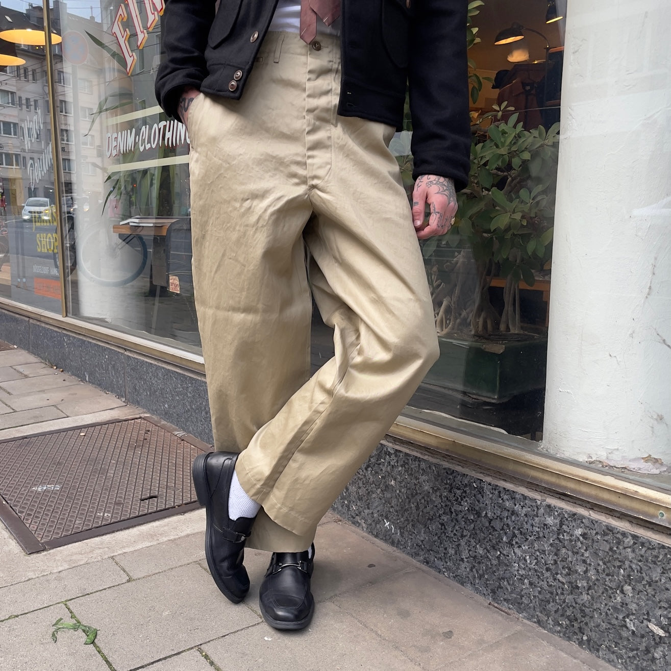 vintage fit army trousers khaki (stone wash) | orslow | made in