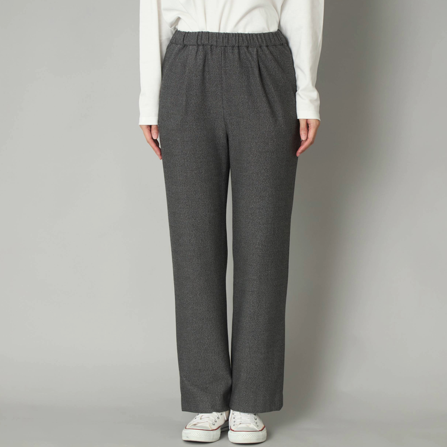 Kilka/裏起毛あったかツイーディーストレートパンツ -吸湿発熱素材で