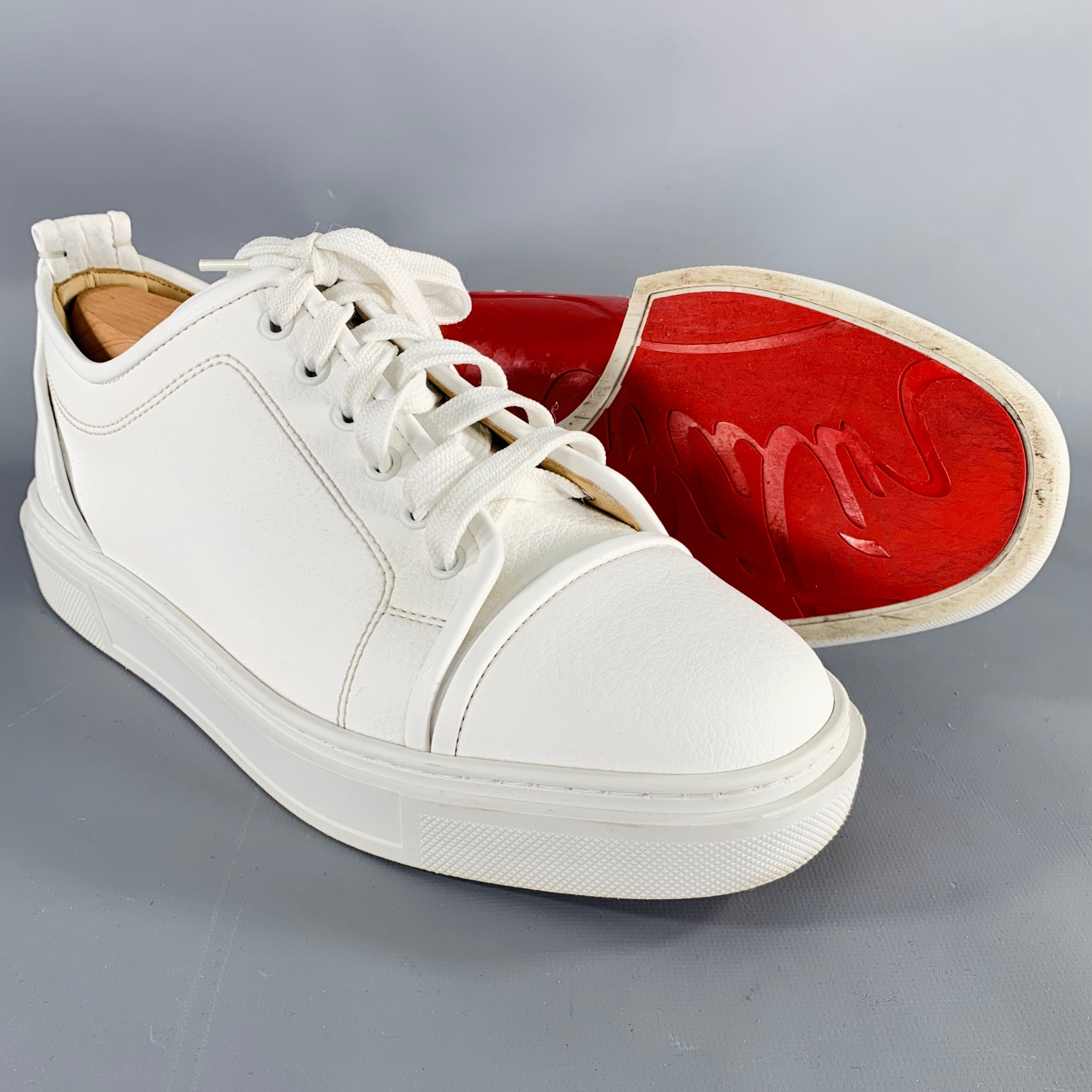 CHRISTIAN LOUBOUTIN Size 10.5 Adolon Junior White Red Color Block