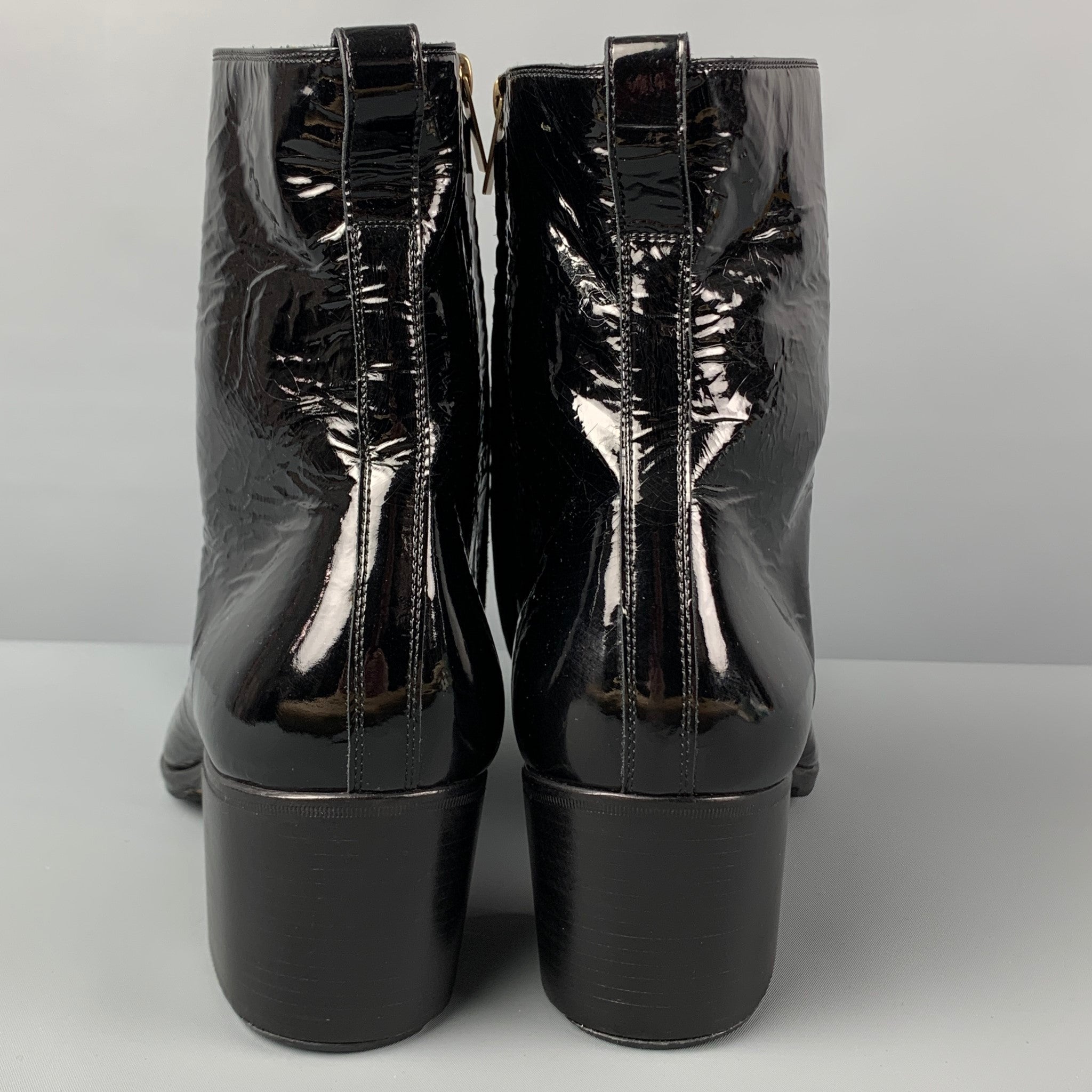 YVES SAINT LAURENT Size 13 Black Patent Leather Johnny Boots – Sui