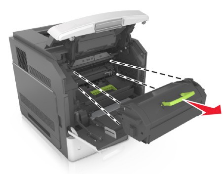 Atolamento de papel na porta frontal | Lexmark MS812de
