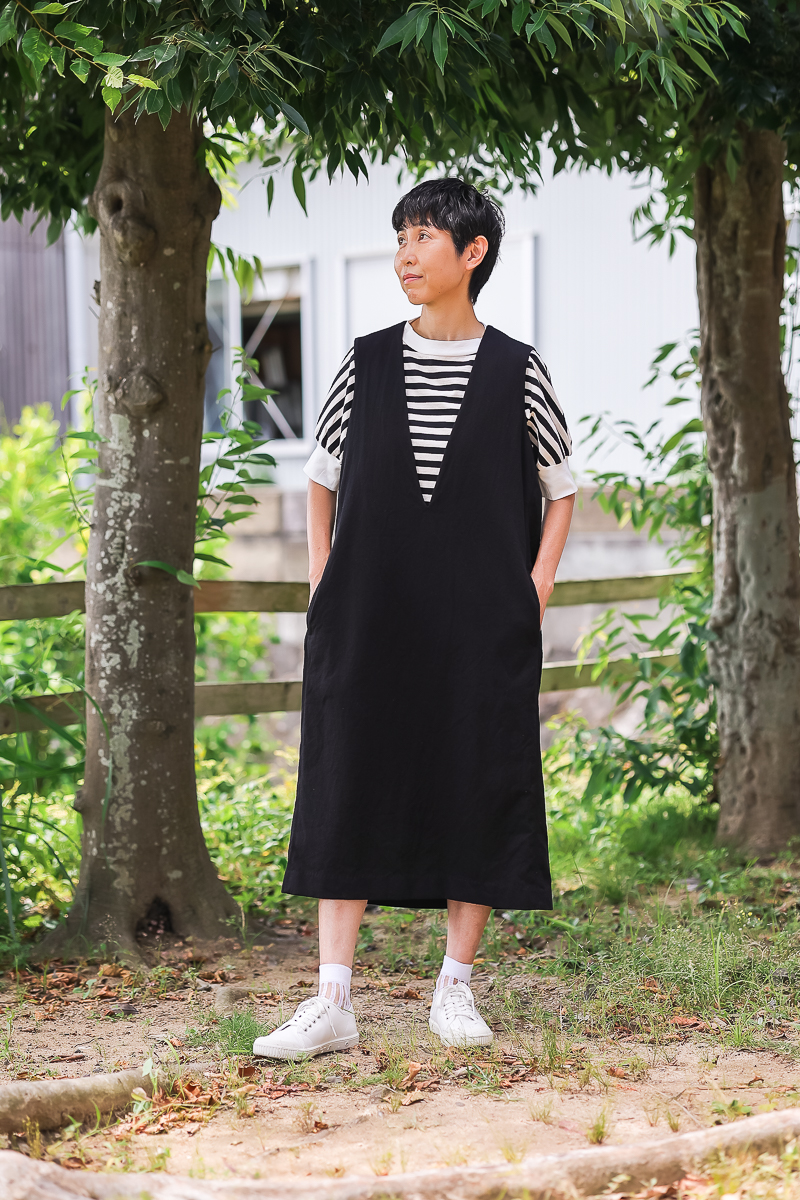 ゴーシュ フラッフィーコットン Vネックワンピース - SUSCON + RUSTIC