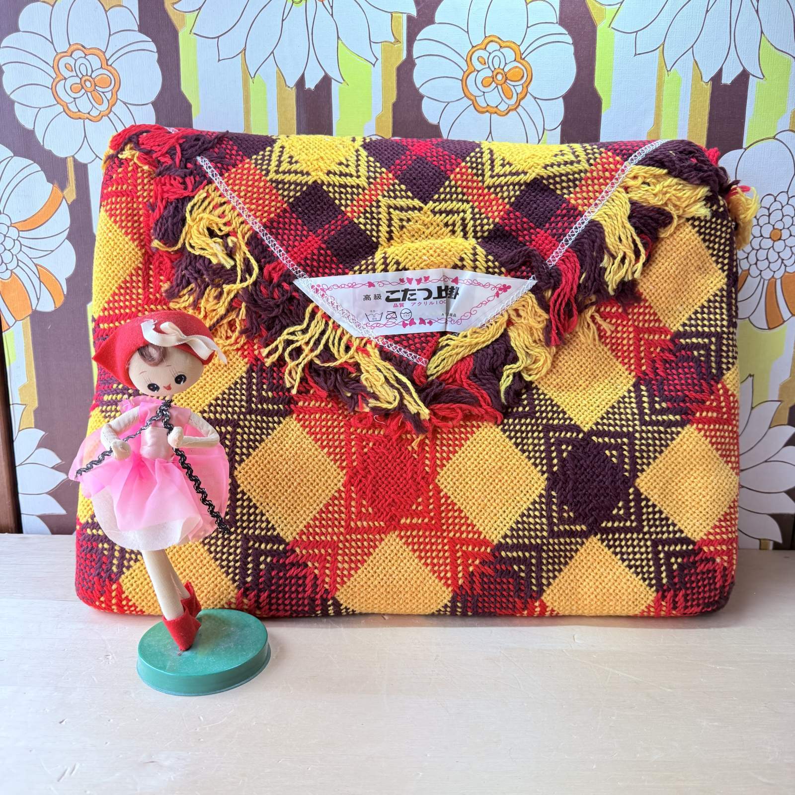 レトロポップ こたつ上掛け こたつカバー イエローチェック系