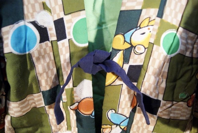 アンティーク子供着物 丹前 綿入り グリーン バンビ SD28