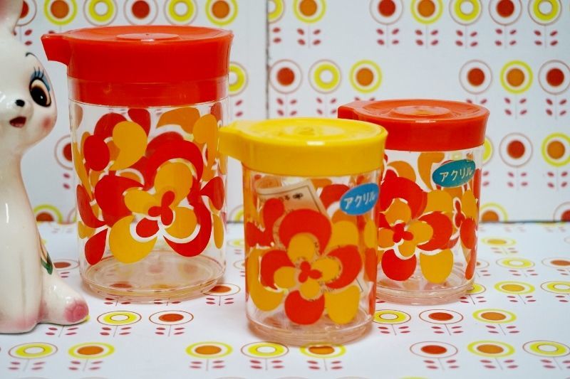 レトロポップ マルミヤプラスチックス 花柄醤油差し 調味料入れ 各種 DC53
